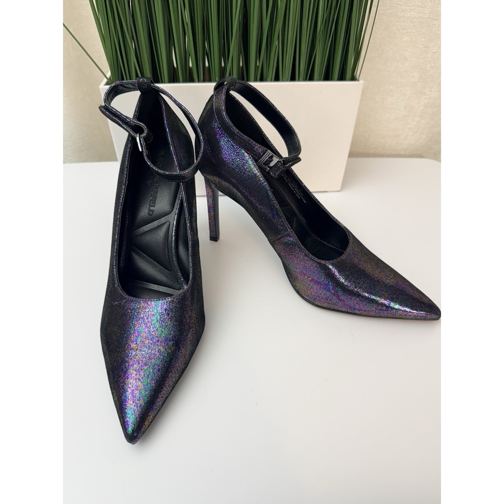 KARL LAGERFELD Paris Women's Sury Ankle Strap Pump Heels Sz 7.5 Prom Wedding